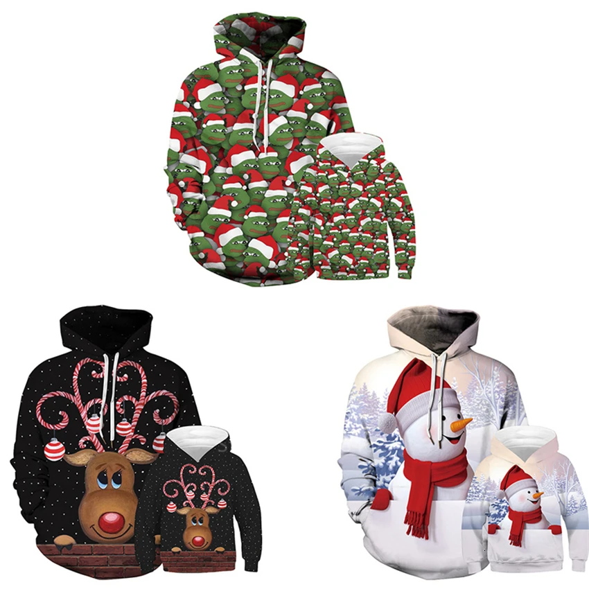 Семейный образ, новинка года, рождественские свитера с рисунком оленя, одежда для мамы и меня, большие размеры, одинаковая семейная одежда для маленьких мальчиков и девочек на Рождество
