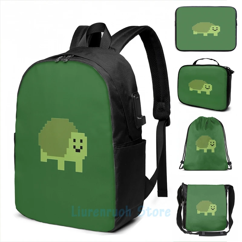 Funny Graphic print Unturned Turtle USB Charge Backpack Men School Bags