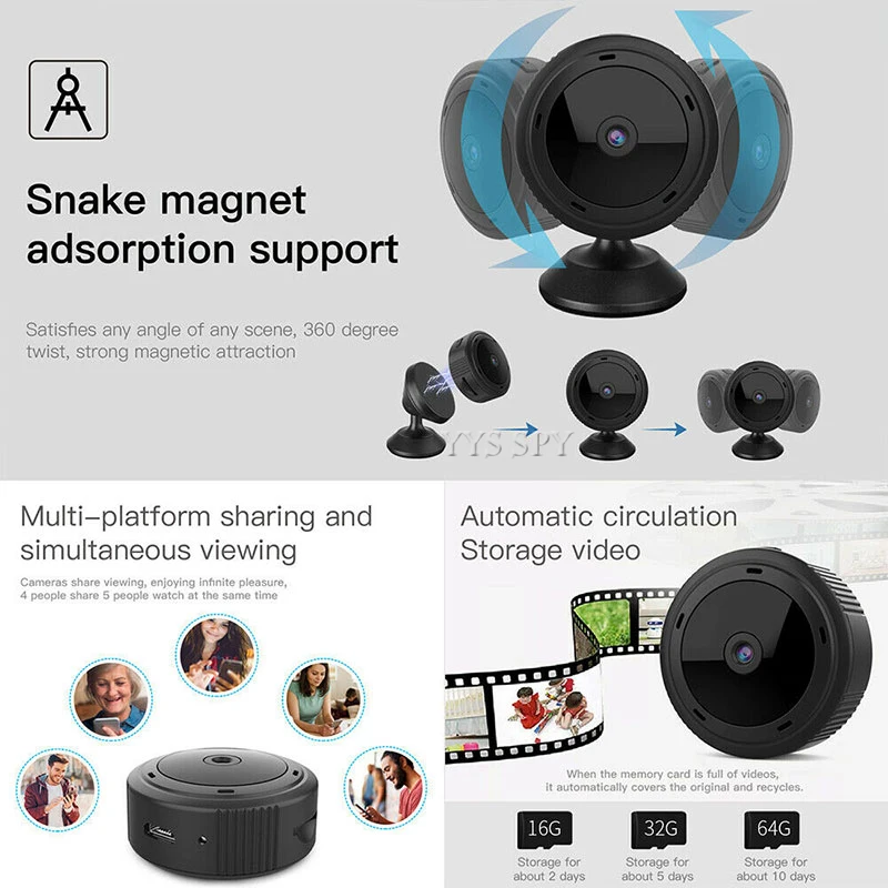 Магнитная мини камера видеонаблюдения 1080P с Wi Fi 8 шт.|Компактные видеокамеры| |