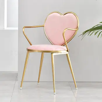 

Nordic creative dining chair wrought iron heart-shaped chair nail coffee lounge chair gold simple dressing chair