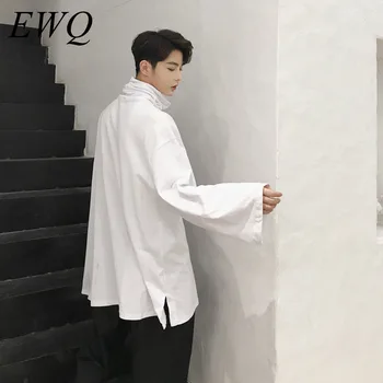 

EWQ 2020 New Arrival Spring Men Long Sleeve Tee Shirt Casual Turtleneck Solid Pullover Blouse T-shirt For Male HD614