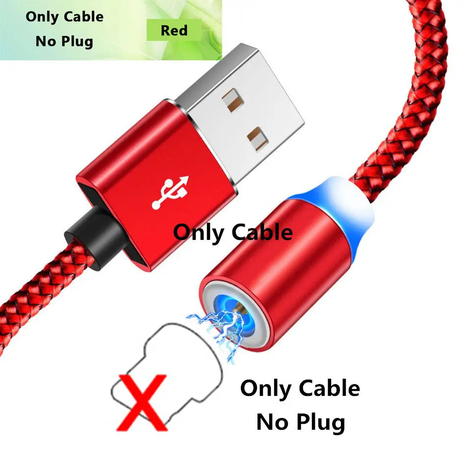 Red Cable No Plug Магнитный зарядный кабель для быстрой зарядки Micro usb type C кабель для iPhone 11 Pro Max samsung Xiaomi Мобильный телефон USB C Магнитный провод - Цвет: Red Cable No Plug