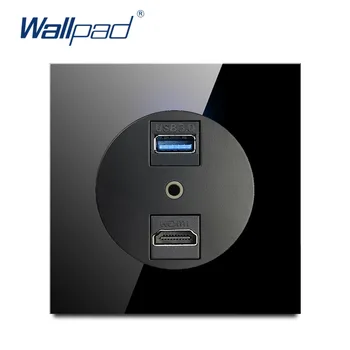 

Wallpad HDMI USB 3.0 Audio Socket For Data Transmission New Arrival Crystal Glass Panel Wall Power Socket Outlet