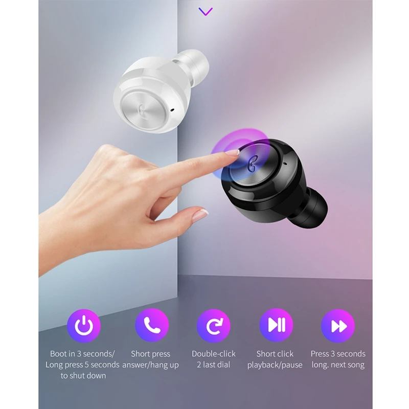 TWS Wireless Headset Bluetooth Earphone V5 0 HIFI Voice Sport Headphone Stereo Earbuds with 300 MAh Charging Box A6