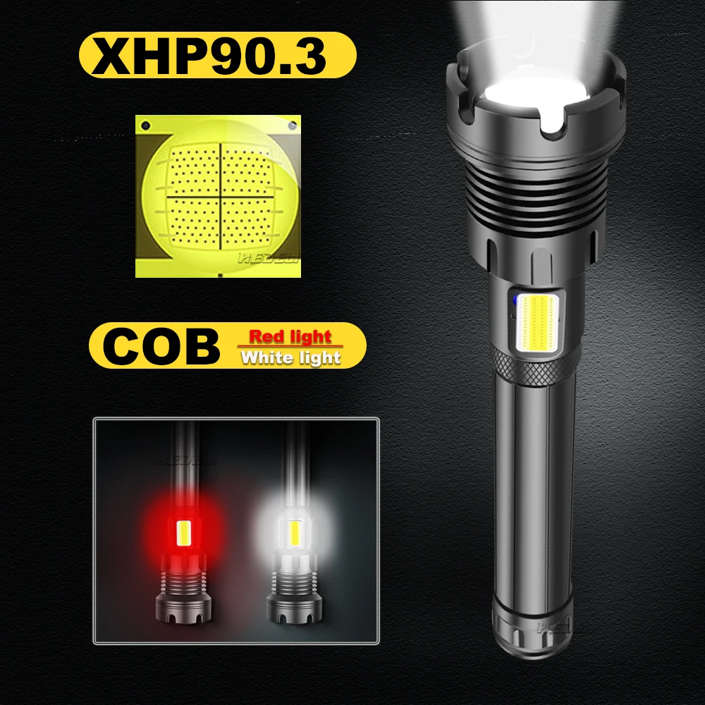 US $9.38 400000 LM COB XHP903 High Powerful LED Flashlight Led Torch Usb Rechargeable 18650 26650 Flash Light XHP90 XHP70 XHP50 Lantern