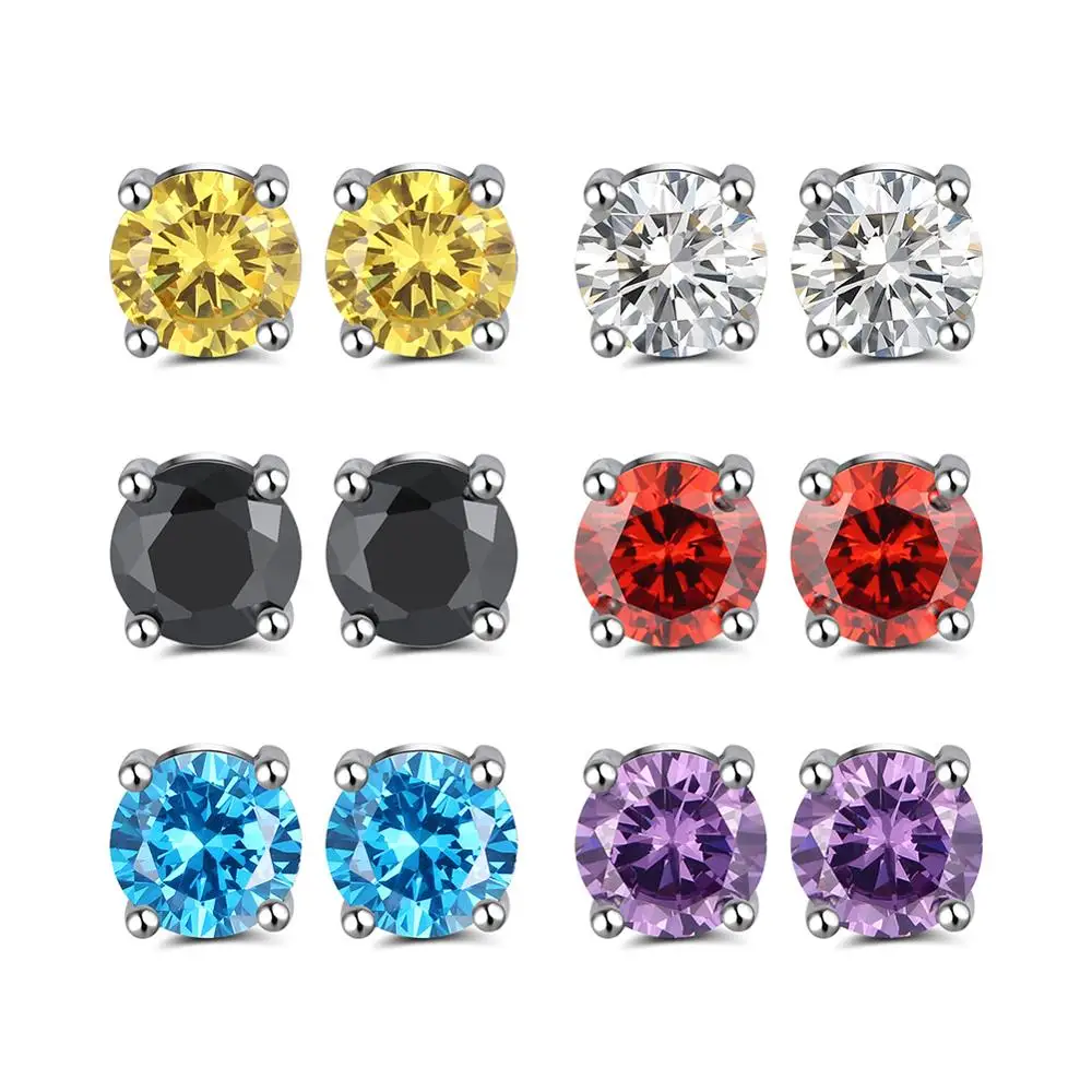 ORSA JEWELS 925 пробы серебряные женские серьги гвоздики зубец Установка AAA черный кубический цирконий простые серьги Модные ювелирные изделия SE84-B