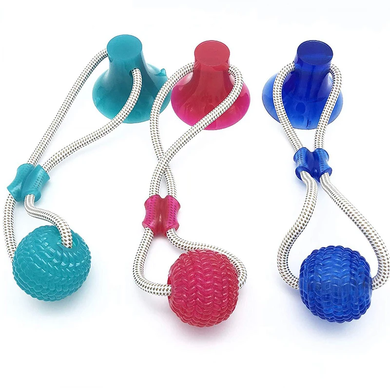 Dog Interactive Suction Cup Push TPR Ball Toys Pet Molar Bite Toy Elastic Ropes Dog Tooth Cleaning Chewing Pet Puppy Dog Toys