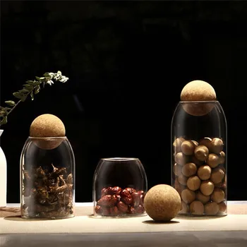 

Creative Kitchen Storage Bottles bottles glass candy Jars with cork lid spices Sugar coffee container receive Organizer Cans Too