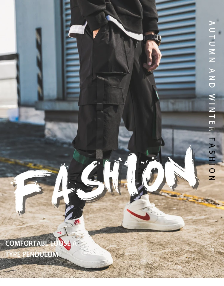 Модные мужские брюки-карго в стиле хип-хоп с ремнем, мужские Лоскутные Комбинезоны, Японская уличная одежда, мужские дизайнерские штаны-шаровары