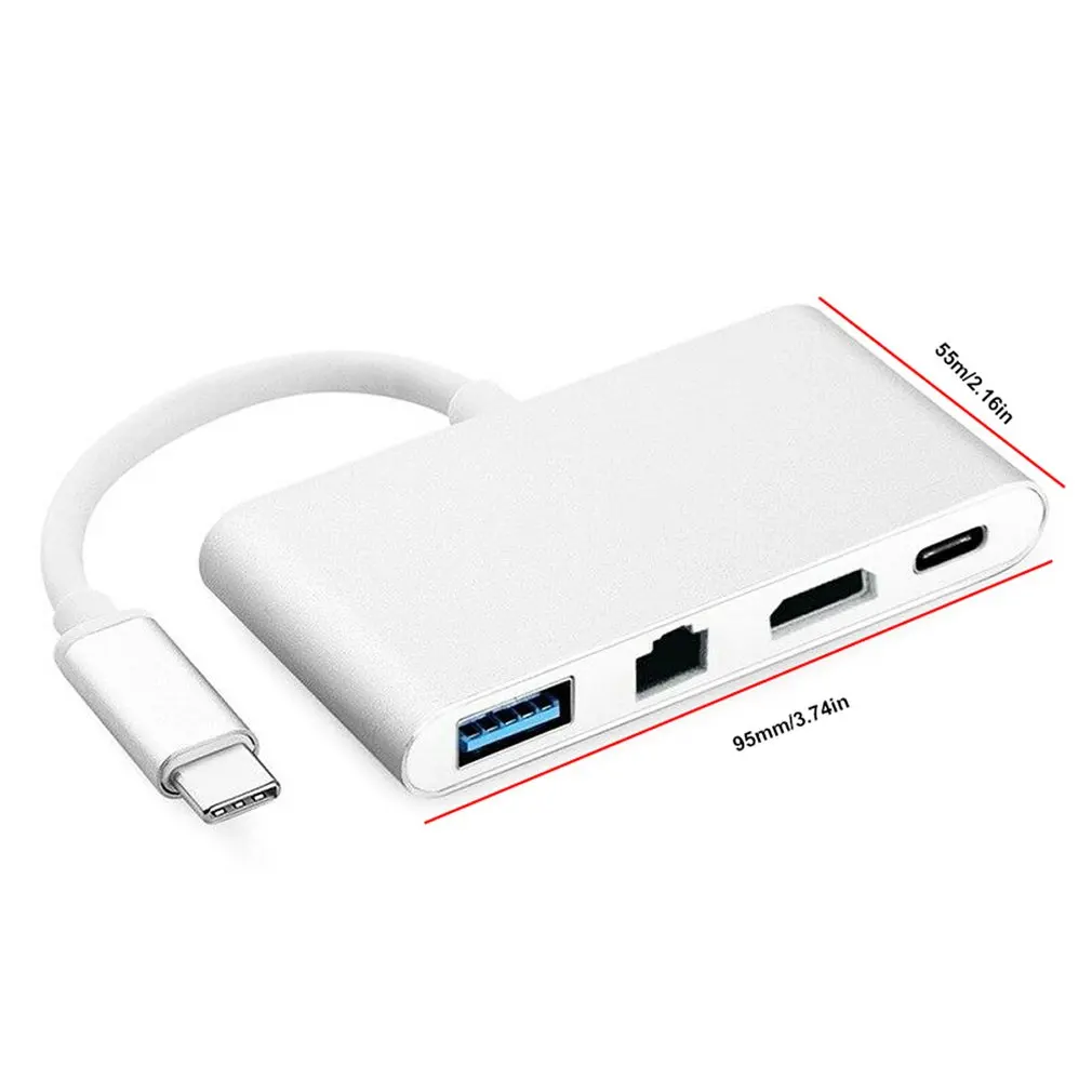 4 в 1 тип-c к HDMI 4K+ RJ45 Gigabit Ethernet USB 3,1 type C концентратор переходник Разветвитель USB C для MacBook Pro HDTV