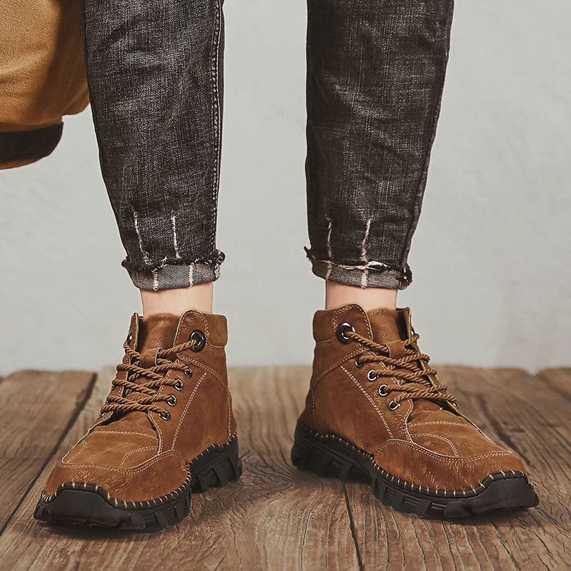 SMS New Men Shoes Breathable Sneakers High-top Sports Shoes Height Increased Ankle Boots Hiking Boots Zapatos Hombre Plus Size