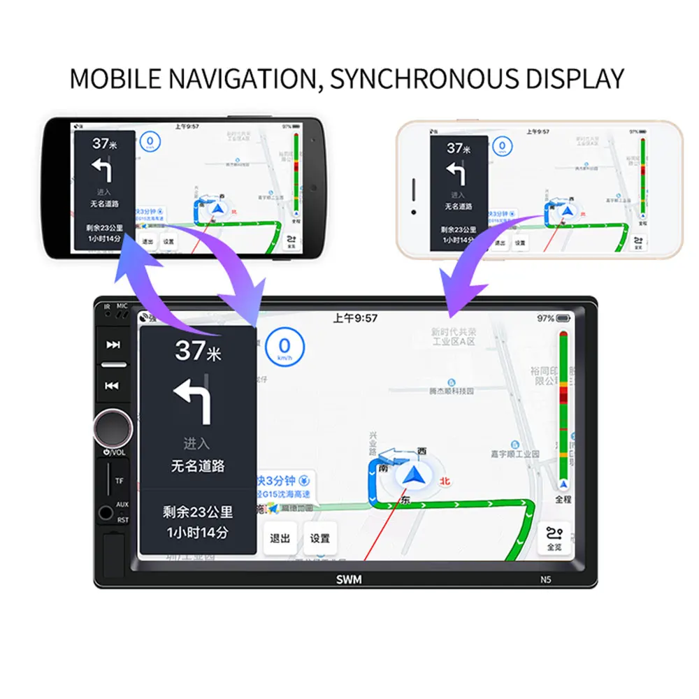 2din автомобильный радиоприемник " плеер с сенсорным экраном Автомагнитола mirrorlink Android Carplay MP5 USB/AUX/Bluetooth автомобильное аудио для камеры заднего вида