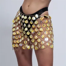 Металлическая юбка с блестками и блестками, Женская высокая талия, открытая, с блестками, облегающая мини-юбка, для ночного клуба, вечерние юбки, блестящая одежда ручной работы