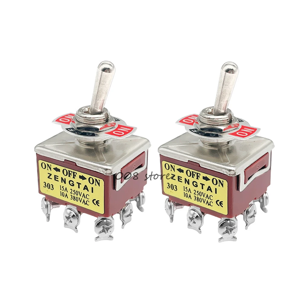 1pcs 3pdt On/off/on 3 Postion 9 Screw Terminals Toggle Switch Ac 250v ...