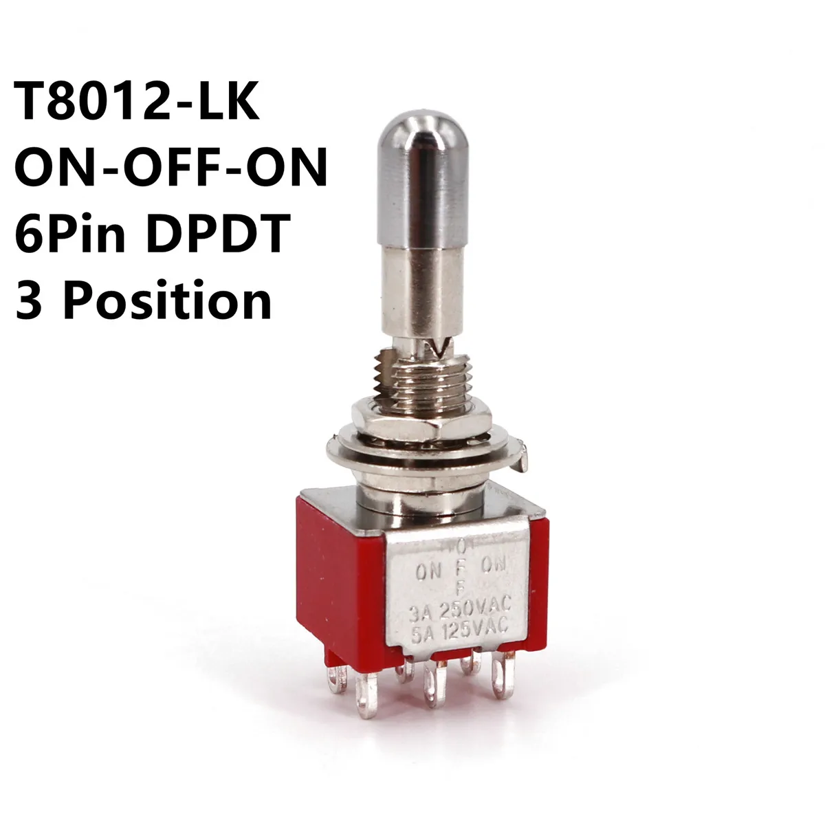 Interruttore Deviatore A Leva ON OFF ON 2A 250V 6 Pin Con Ritorno DP3T