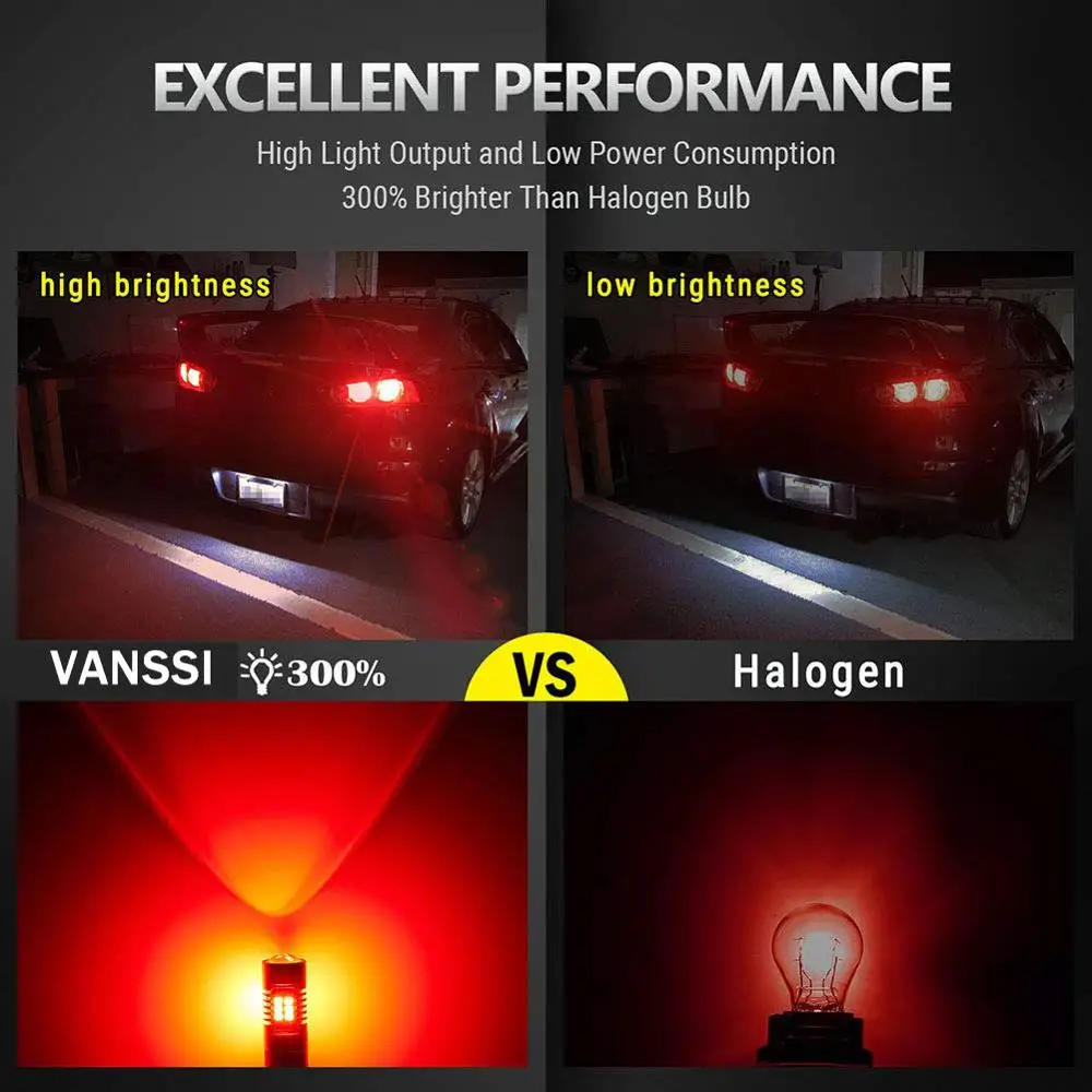 VANSSI 2 шт PY21/5W BAZ15D 1157 светодиодный ные светильник пы Автомобильные светодиодные