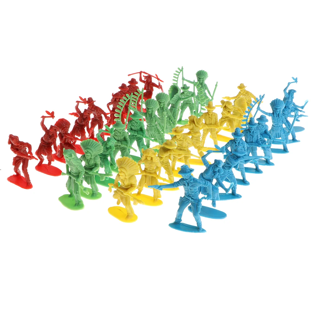 Set of 40pcs Plastic 5cm Army Indian Aboriginal Toy Soldiers  Army Base Set Replacement Collection Toy