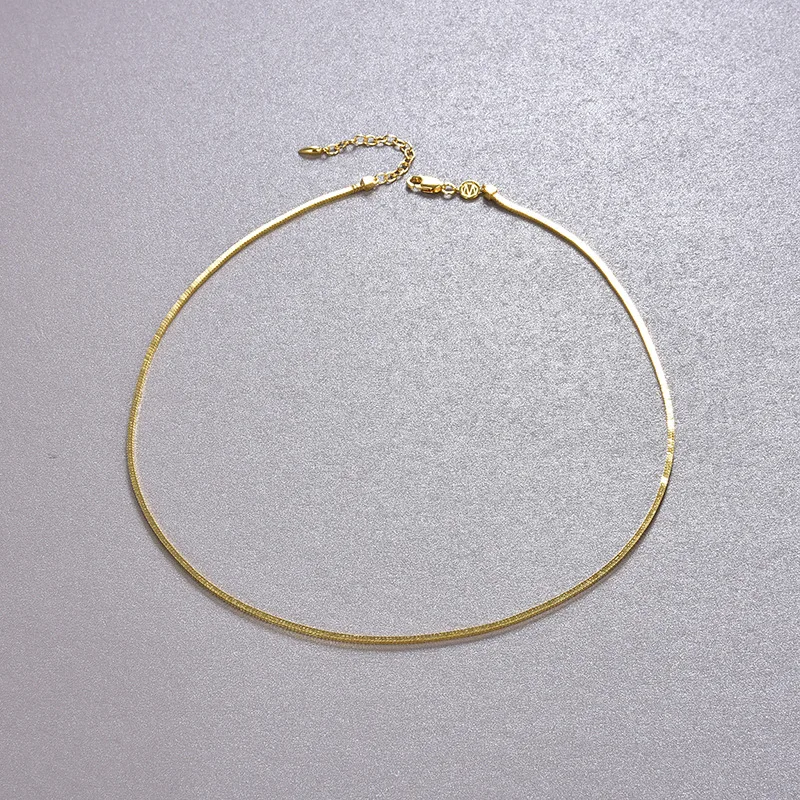 

SA SILVERAGE Accessory Chain Matching 6.5g S925 Silver 18k Gold Sub-Stack Wear Quadrilateral Scaly Snake Chain Necklace