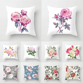 

New Rose Flowers Cushion Cover Home Decorative Pillow Cover for Sofa Bedroom Wedding Decoration Chair Car Seat Pillowcase 45x45