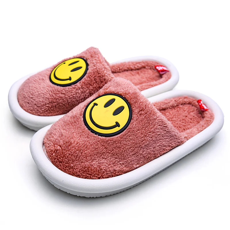 

Winter ladies home plush slippers fashion artificial fur warm shoes ladies slippers smiley couple home slippery plush slippers