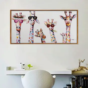 

3D Giraffe Frameless Poster Canvas Painting Canvas Oil Painting Decoration Mural Living Room Wall Art for Home Deco