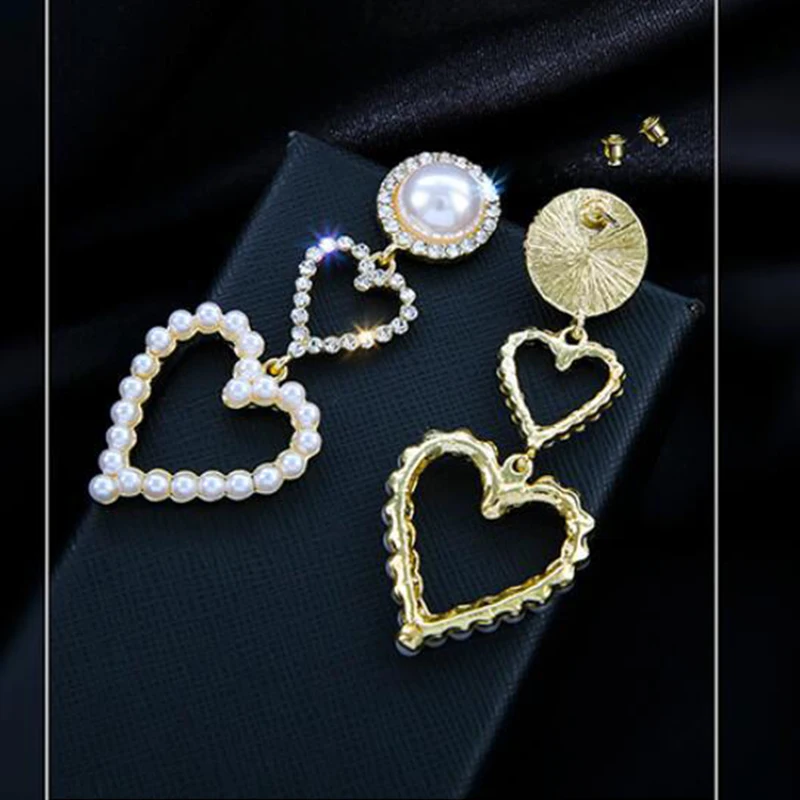 Fashion Gold Color Heart Pearl Earrings For Women Statement Temperament Dangle Earrings Jewelry Wedding Gift Pendientes drop earrings dangle earrings pearl earrings long earrings pendant earrings golden earrings