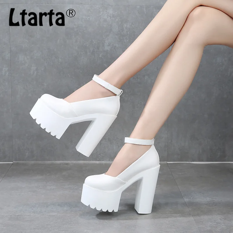 thick heel white shoes