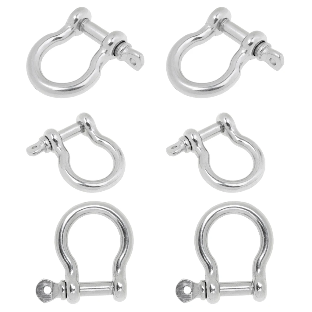 

6x Marine Chain Rigging Bow Shackle Captive Pin Boat Stainless Steel 4 5 6mm