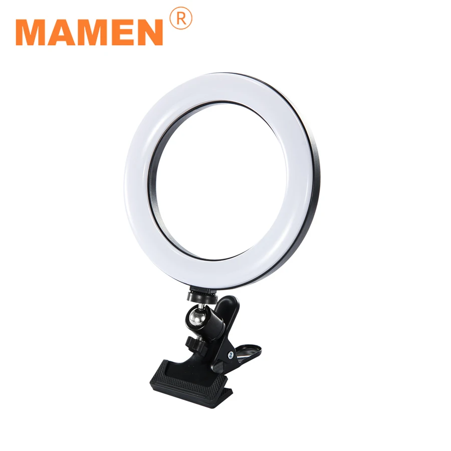 

MAMEN 26cm Studio Ring Light USB Lamp With Metal Ball Head Clip Stepless Dimming For Youtube Makeup Live Video Fill Light