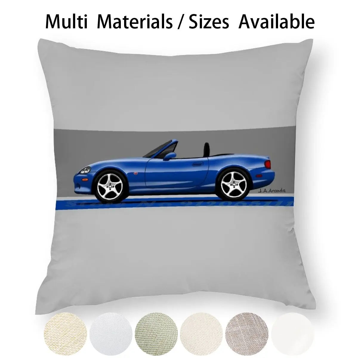 Mx5 Miata 10th Anniversary Pillow Case Throw Cover Cotton Linen Flax Mazda Roadster Convertible Classic Car | Дом и сад