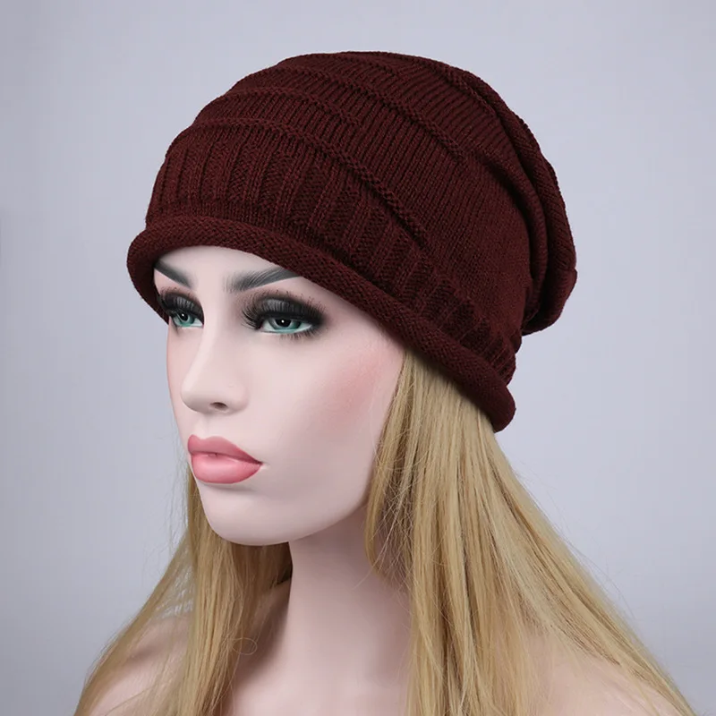 Новые женские зимние шапки, вязанная шерстяная Повседневная шапка Gorros, Толстая теплая шапка, шапка бини для женщин