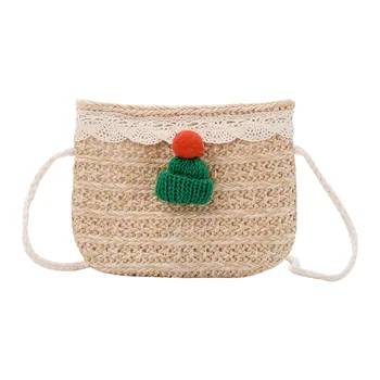 

Fashion Children's Shoulder Messenger Weaving Bag Coin Purse Pack For Child Cute mini straw bag tide boys and girls baby
