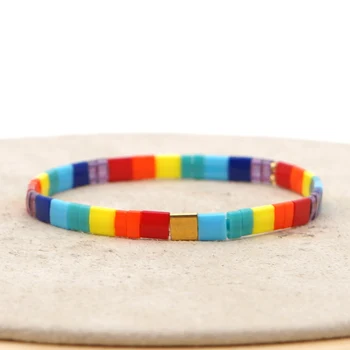 

Go2boho 2020 Rainbow Bracelet Women Miyuki Tila Beaded Stretch String Bracelets Bohemian Summer Beach Girl Pulsera Boho Jewelry