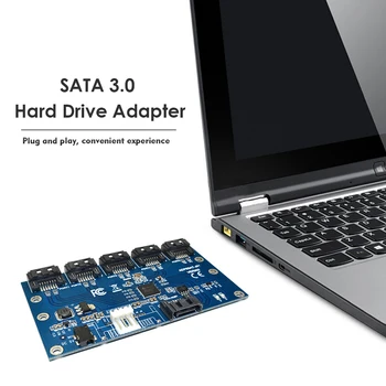 

SATA Expansion Riser Card 1 to 5 Port SATA3.0 Multiplier Controller Module Board Portable External Expansion Card Adapter