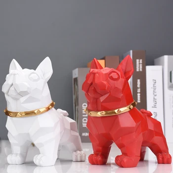 

GEOMETRIC FRENCH BULLDOG STATUES FIGURINES ANIMAL DOG ART SCULPTURE RESIN ART&CRAFT HOME DECORATION FOR LIVING ROOM R540