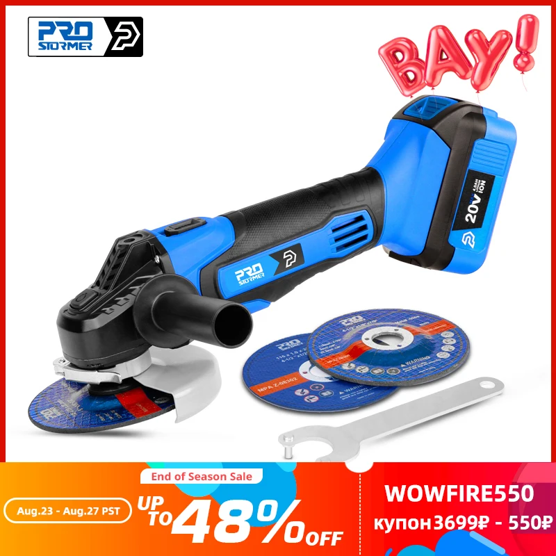 Cordless Angle Grinder 20V Lithium-Ion  Battery Machine Cutting Electric Angle Grinder Power Tool By PROSTORMER