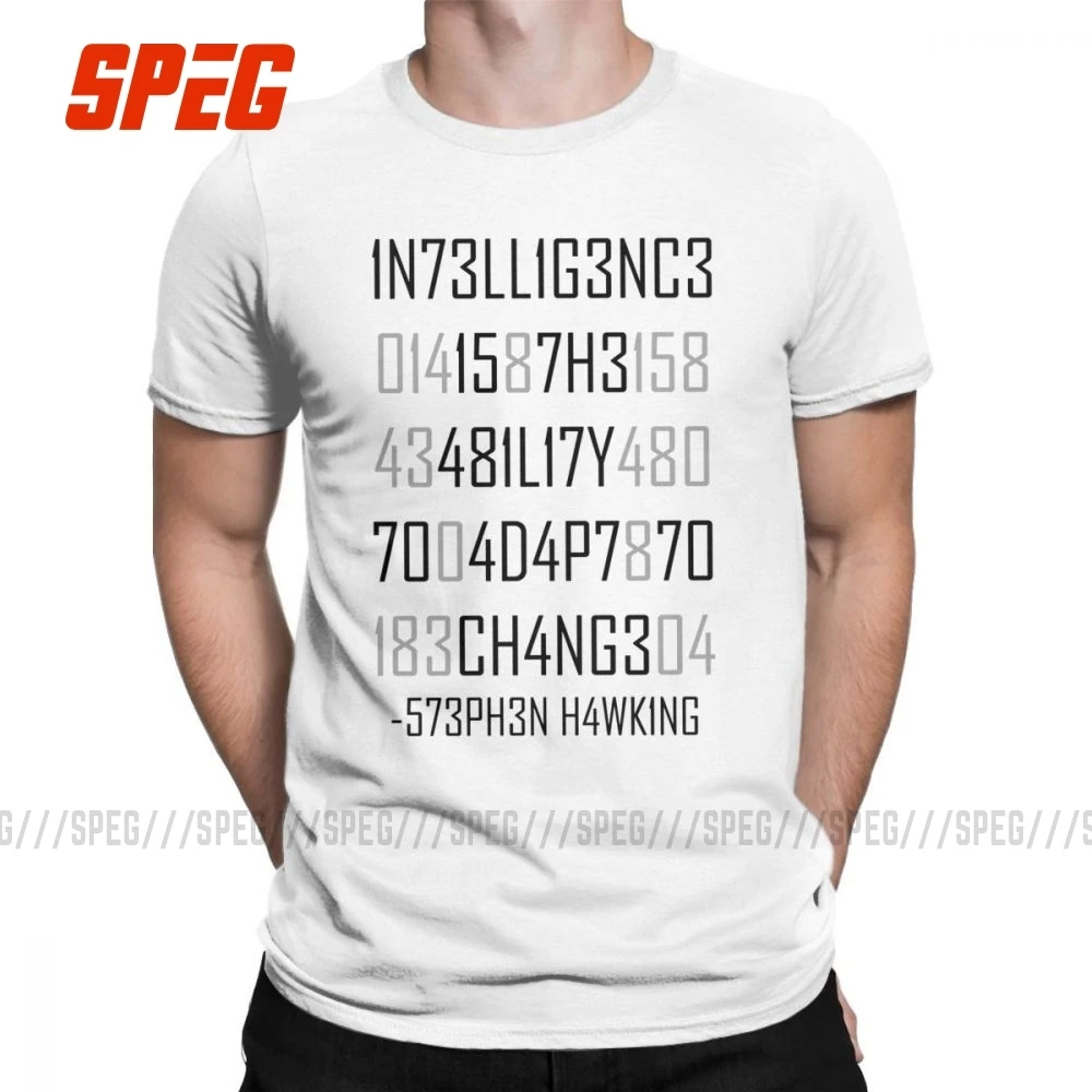 

Adapt Or Die Encoded T Shirts Men's Cotton T-Shirt Stephen Hawking Science Intelligence Physics Adapt To Change Tees Tops