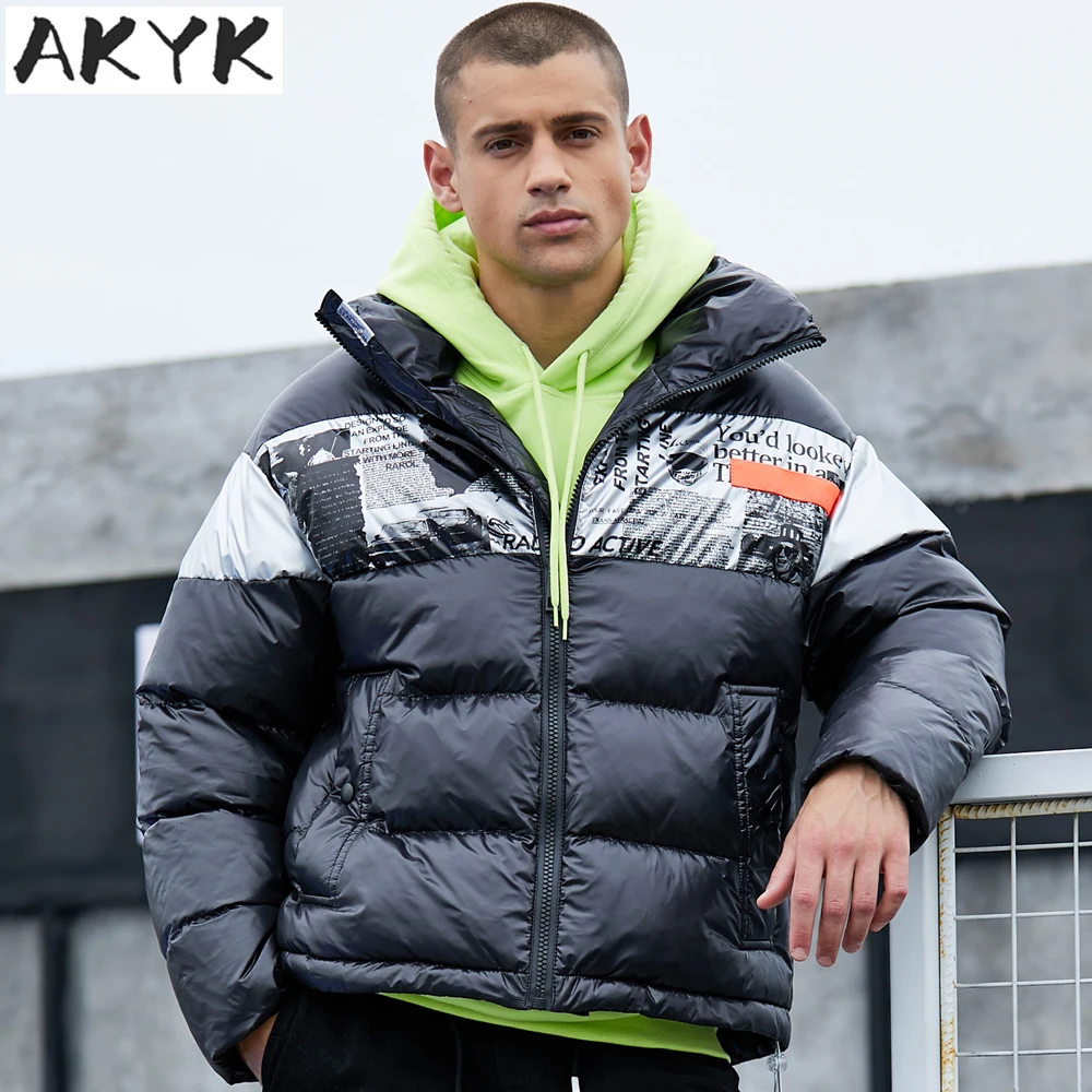black Зимнее модное мужское хлопковое пальто - Цвет: black