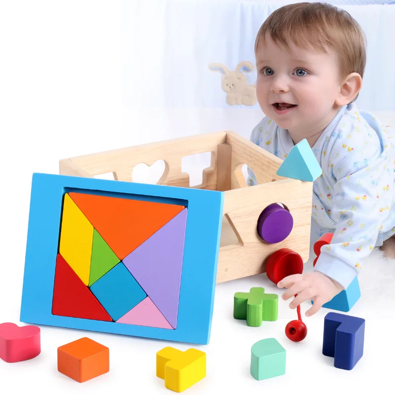 Обучающие игрушки строительные блоки прицеп для мальчиков и девочек раннего