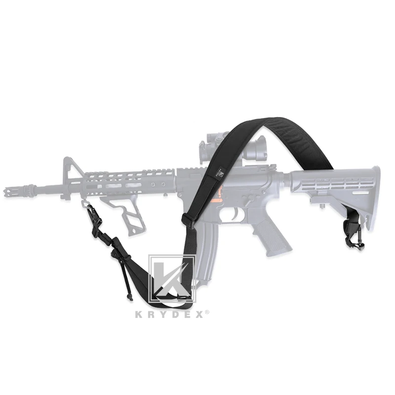 KRYDEX Tactical Rifle Sling Strap 2 Point / 1 2.25" Modular Removable Padded For Combat Shooting Hunting Black |