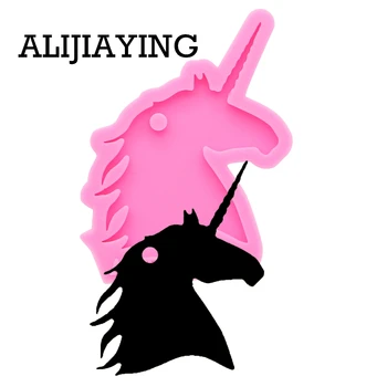 

DY0137 Shiny anime Unicorn head creative keychain silicone mold DIY craft keyring pendant for girl jewelry funny keychains