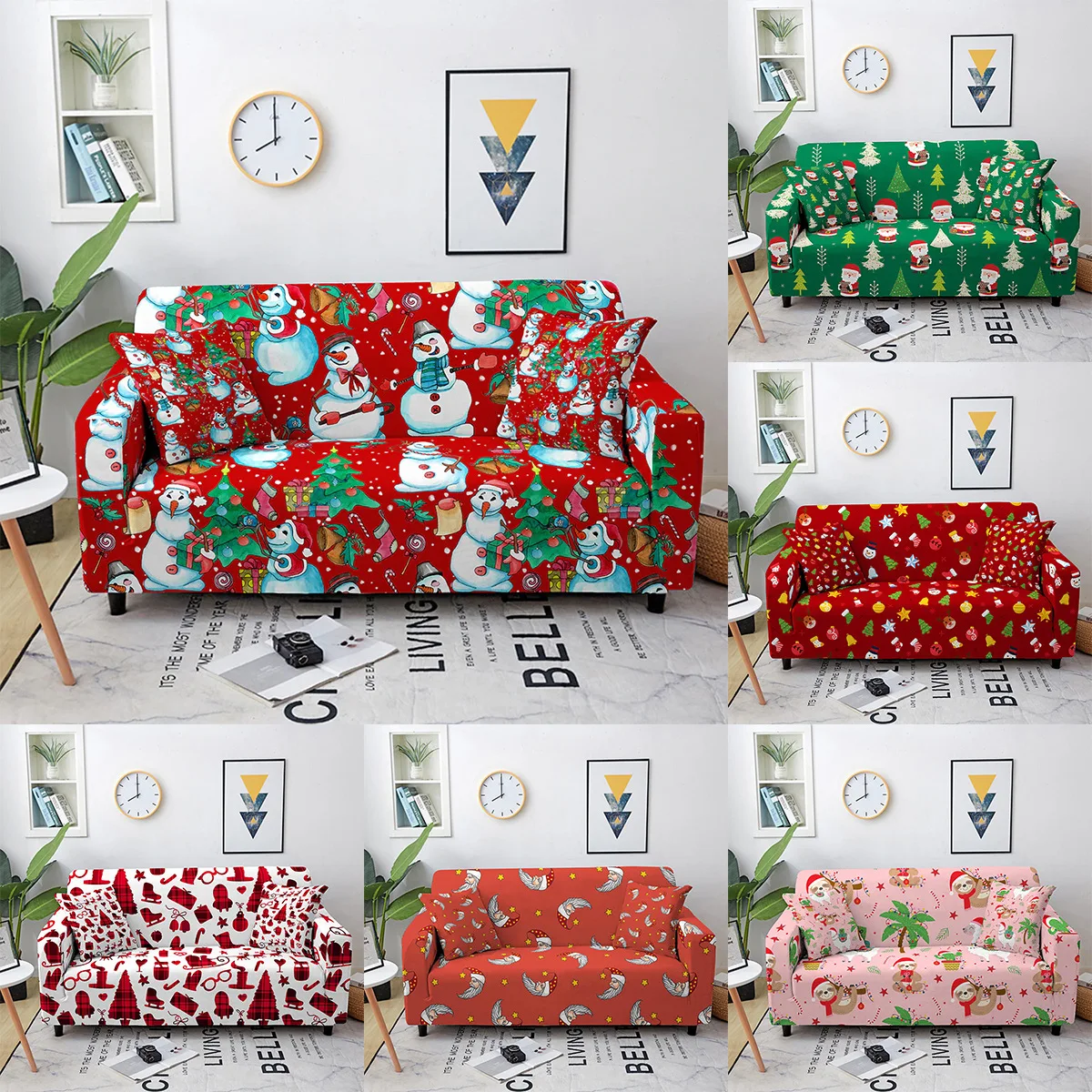 Christmas cartoon sofa cover Christmas home sofa cover cloth wholesale