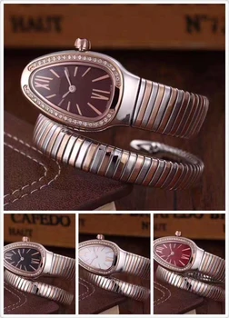 

Classic New Women Snake Silver Rose Gold Bracelet Diamonds Bezel Rome Japanese Quartz Stainless Steel Sapphire Dress Watch