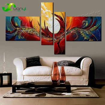 

Oil Painting Handmade Abstract 4 Panels Painting On Canvas Art Handmade Abstract Large Wall Picture For Living Room Unframed