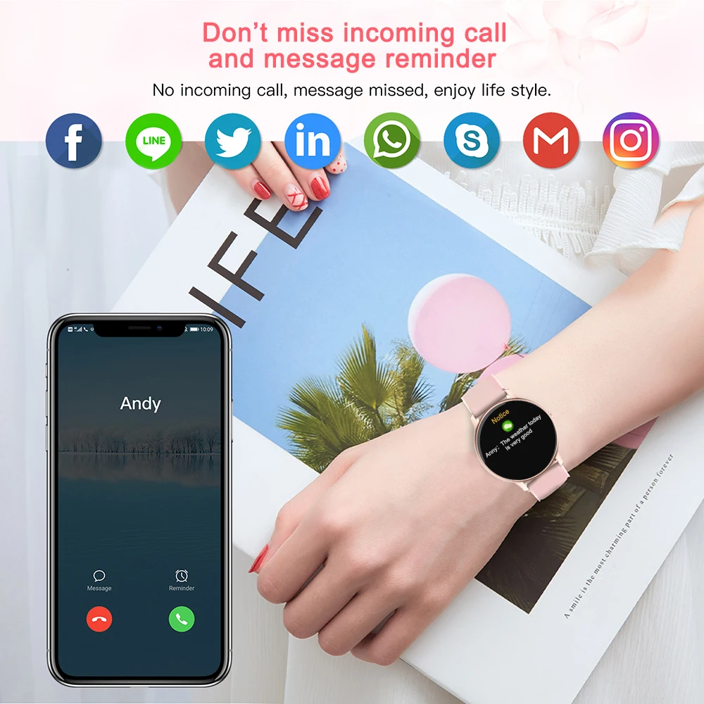 MELANDA Ÿ Ʈ ġ   1.3 &Ǯ ġ  ũ ɹڼ  ƮϽ ƮĿ Smartwatch For ȵ̵ ios