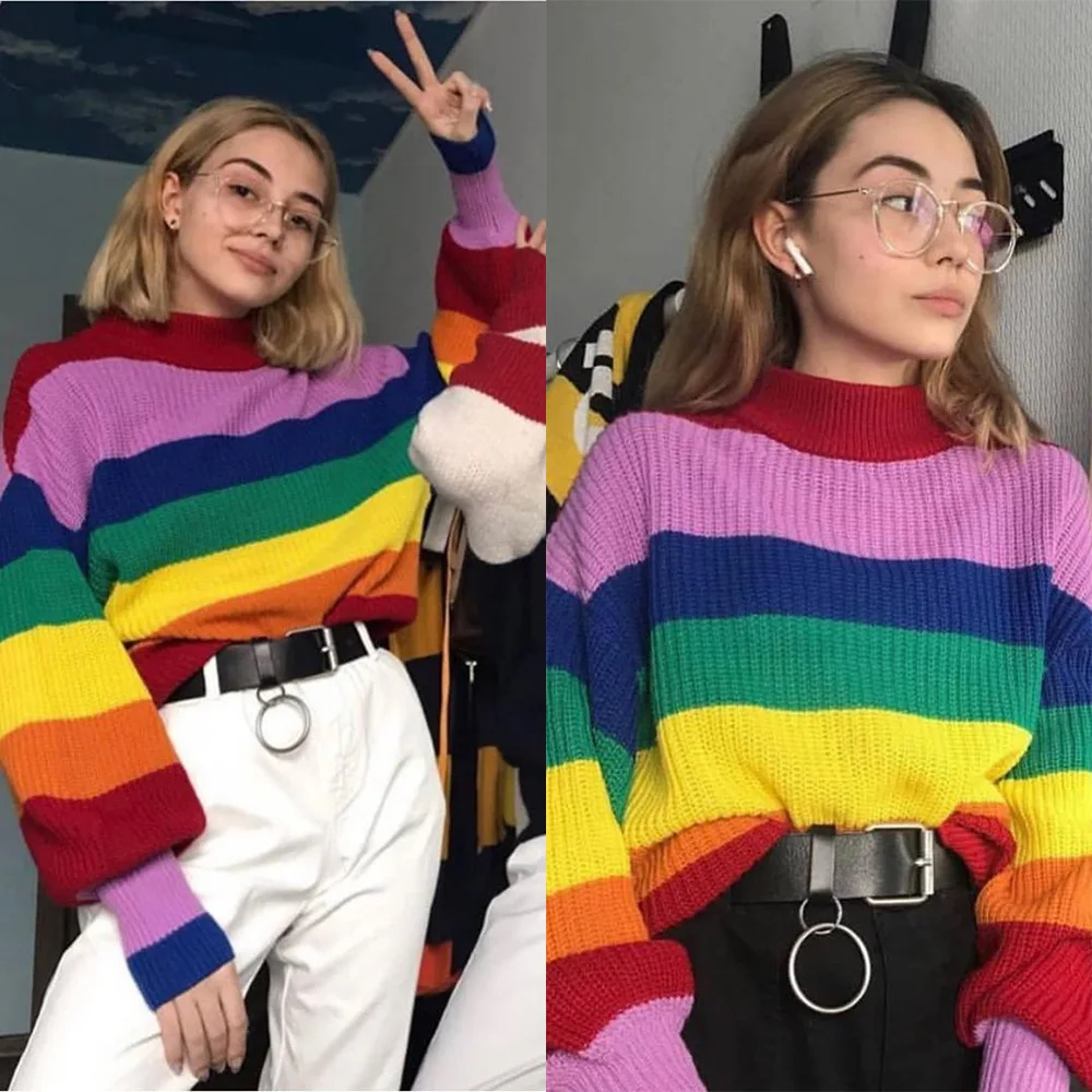 Радужная водолазка из детства. Истоптанный радужный свитер. Весь истоптан радужный свитер. Свитер радуга. Объемный радужный свитер.