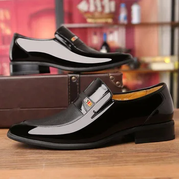 

Spring air permeability of high-grade leather shoes men business suits paint pointed bright skin low help shoes get married