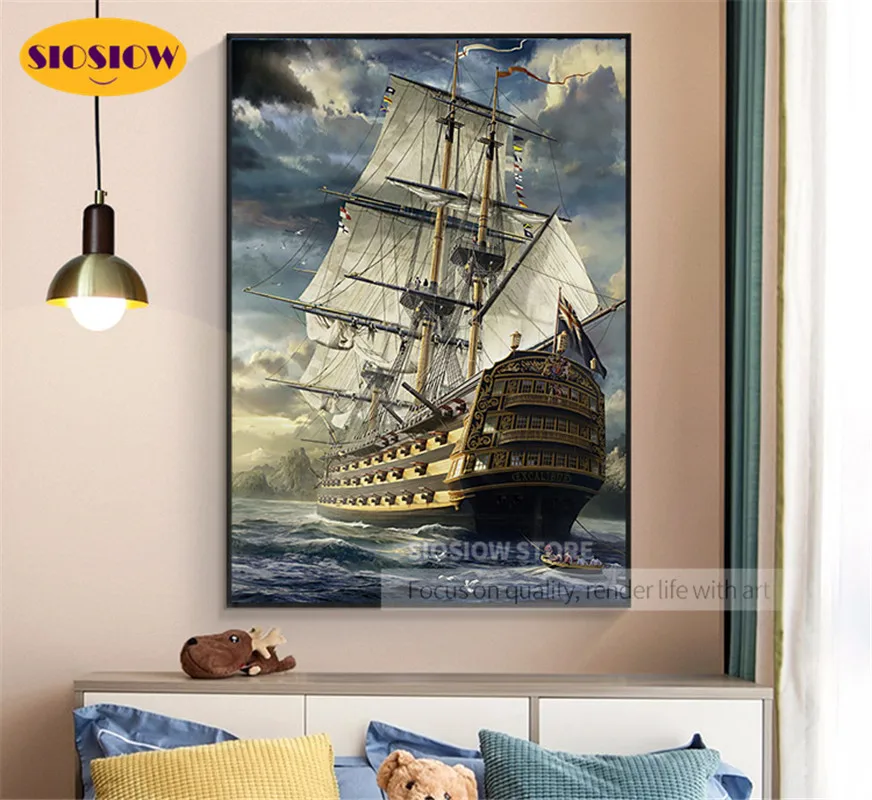 5d алмазная живопись сделай сам корабли и лодки полноразмерная Мозаика из страз