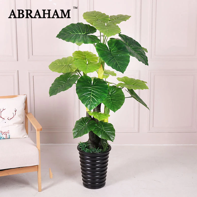 

140cm Plastic Monster Tropical Plants Large Artificial Tree Fake Palm Leaves Green Turtle Leafs For Party Office Wedding Decor