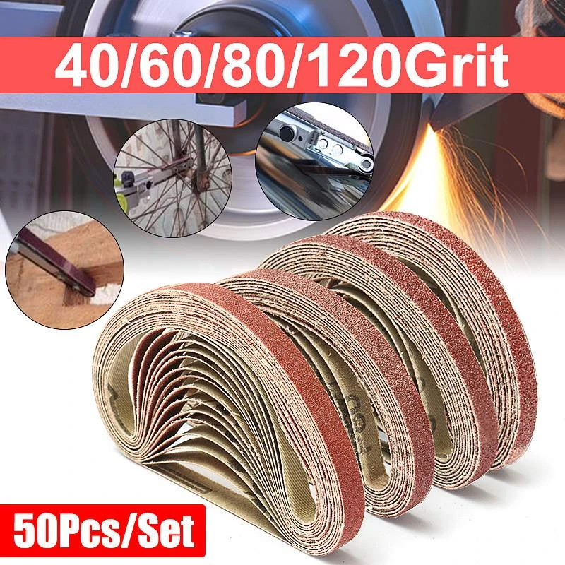 50 PCS 40/60/80/120 Grit Sanding Belts Aluminium Oxide Sander 10 x 330 mm Tool 50 PCS 40/60/80/120 Grit Sanding Belts Aluminium Oxide Sander 10 x 330 mm Tool
